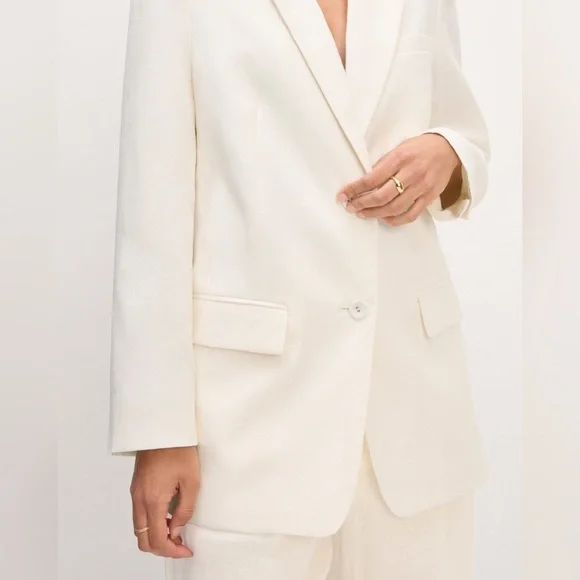 Everlane The Oversized Blazer in Linen in Bone Cream Size 12 Office - Picture 3 of 14